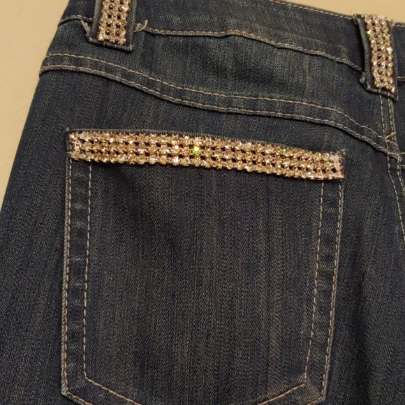 INC Denim Jeans with Rhinestone Trim Boot Leg Regular fit Size 8 - Picture 5 of 13